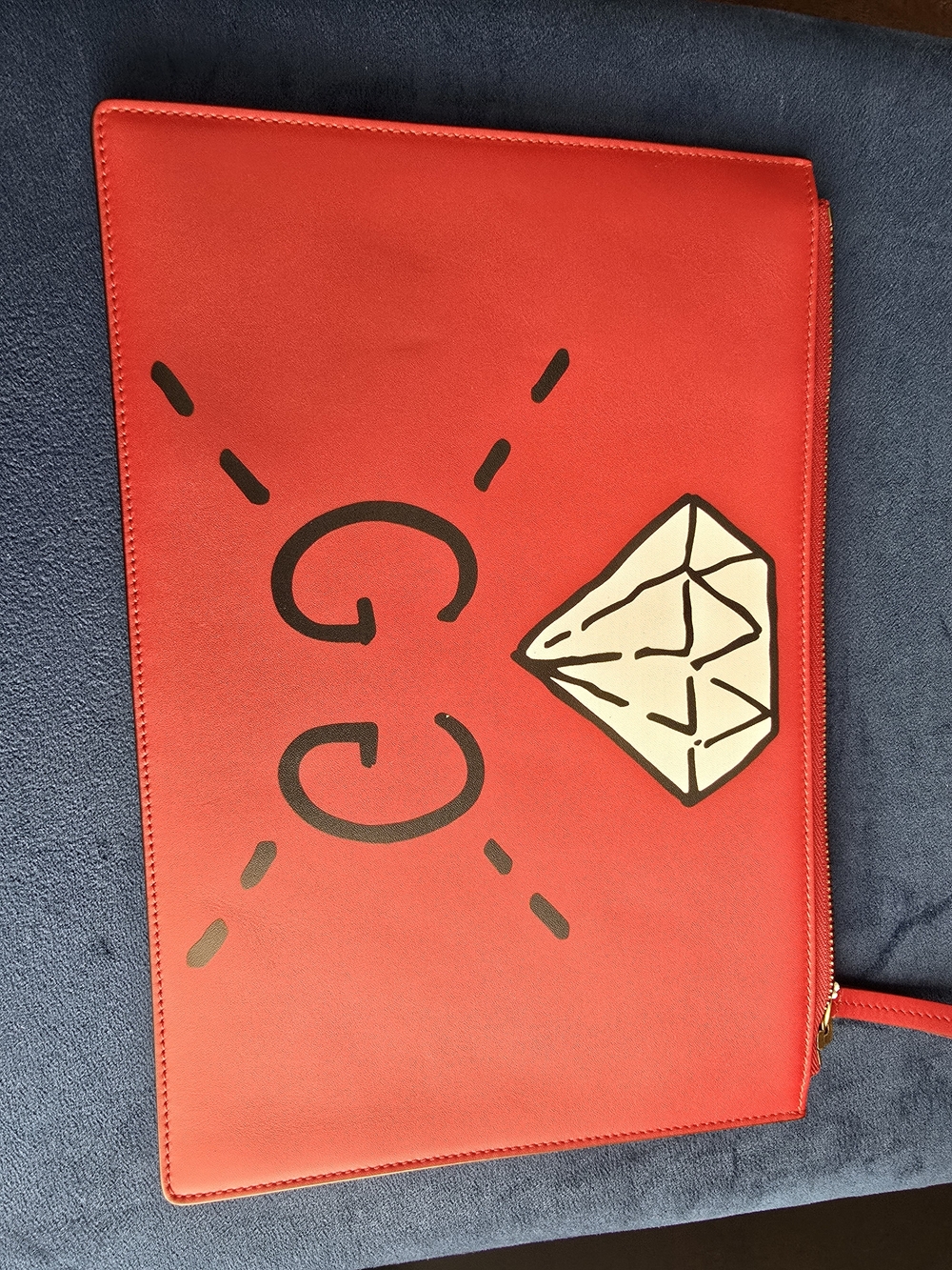 Red Graphic Zip Pouch Clutch